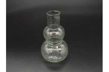 戦前　当時物　瓢箪型　可愛らしいフォルムのニッキ水瓶5個セット(桜3つ、花、豆ガラス、ちびニッキ水、ガラス容器、駄菓子屋ビン、ペロペロ、レトロガラス、一輪挿し、ひょうたん)(R-077067)
