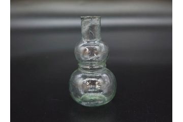 戦前　当時物　瓢箪型　可愛らしいフォルムのニッキ水瓶5個セット(桜3つ、花、豆ガラス、ちびニッキ水、ガラス容器、駄菓子屋ビン、ペロペロ、レトロガラス、一輪挿し、ひょうたん)(R-077067)