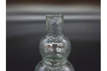 戦前　当時物　瓢箪型　可愛らしいフォルムのニッキ水瓶5個セット(桜3つ、花、豆ガラス、ちびニッキ水、ガラス容器、駄菓子屋ビン、ペロペロ、レトロガラス、一輪挿し、ひょうたん)(R-077067)