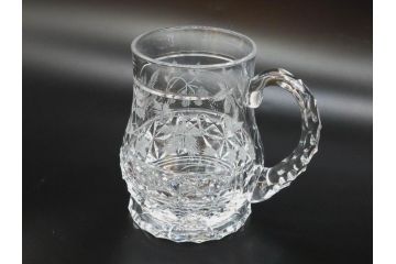 フランス　Baccarat　バカラ　特別限定　希少　1989-5/80　きらめく上品なカットが美しいビアマグ(フルレッドクリスタルガラス、ジョッキ、グラス、ケース付き、証明書付き)(R-077068)