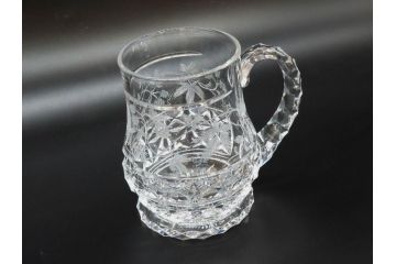 フランス　Baccarat　バカラ　特別限定　希少　1989-5/80　きらめく上品なカットが美しいビアマグ(フルレッドクリスタルガラス、ジョッキ、グラス、ケース付き、証明書付き)(R-077068)