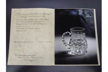 フランス　Baccarat　バカラ　特別限定　希少　1989-5/80　きらめく上品なカットが美しいビアマグ(フルレッドクリスタルガラス、ジョッキ、グラス、ケース付き、証明書付き)(R-077068)