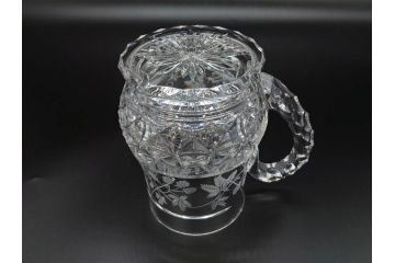 フランス　Baccarat　バカラ　特別限定　希少　1989-6/80　きらめく上品なカットが美しいビアマグ(フルレッドクリスタルガラス、ジョッキ、グラス、ケース付き、証明書付き)(R-077069)