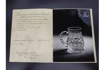 フランス　Baccarat　バカラ　特別限定　希少　1989-6/80　きらめく上品なカットが美しいビアマグ(フルレッドクリスタルガラス、ジョッキ、グラス、ケース付き、証明書付き)(R-077069)