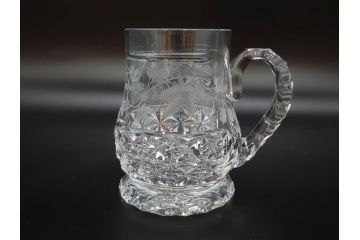 フランス　Baccarat　バカラ　特別限定　希少　1989-7/80　きらめく上品なカットが美しいビアマグ(フルレッドクリスタルガラス、ジョッキ、グラス、ケース付き、証明書付き)(R-077070)