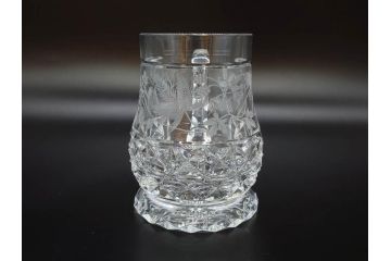 フランス　Baccarat　バカラ　特別限定　希少　1989-7/80　きらめく上品なカットが美しいビアマグ(フルレッドクリスタルガラス、ジョッキ、グラス、ケース付き、証明書付き)(R-077070)