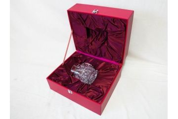 フランス　Baccarat　バカラ　特別限定　希少　1989-8/80　きらめく上品なカットが美しいビアマグ(フルレッドクリスタルガラス、ジョッキ、グラス、ケース付き、証明書なし)(R-077071)