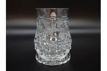 フランス　Baccarat　バカラ　特別限定　希少　1989-8/80　きらめく上品なカットが美しいビアマグ(フルレッドクリスタルガラス、ジョッキ、グラス、ケース付き、証明書なし)(R-077071)