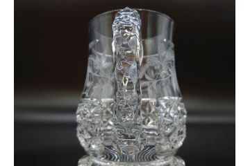 フランス　Baccarat　バカラ　特別限定　希少　1989-8/80　きらめく上品なカットが美しいビアマグ(フルレッドクリスタルガラス、ジョッキ、グラス、ケース付き、証明書なし)(R-077071)
