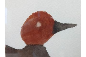 真作　柚木沙弥郎　「デコイ」　サイン入り　5号　リトグラフ(版画、絵画、額装、鴨、共シール)(R-077072)