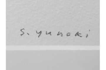 真作　柚木沙弥郎　「デコイ」　サイン入り　5号　リトグラフ(版画、絵画、額装、鴨、共シール)(R-077072)