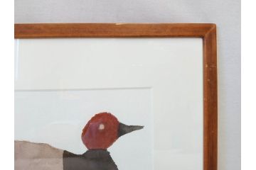 真作　柚木沙弥郎　「デコイ」　サイン入り　5号　リトグラフ(版画、絵画、額装、鴨、共シール)(R-077072)