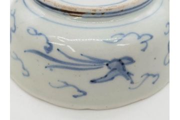 江戸期　上手物　古伊万里　染付　二重角福　渦福　鳳凰山水文　約15cm　4.8寸　なます皿2枚セット(中皿、和皿、和食器、四寸八分)(R-077086)