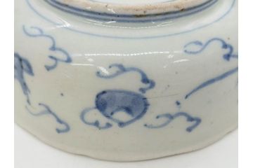 江戸期　上手物　古伊万里　染付　二重角福　渦福　鳳凰山水文　約15cm　4.8寸　なます皿2枚セット(中皿、和皿、和食器、四寸八分)(R-077086)