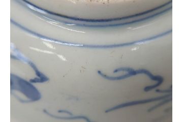 江戸期　上手物　古伊万里　染付　二重角福　渦福　鳳凰山水文　約14cm　4.7寸　なます皿2枚セット(中皿、和皿、和食器、四寸七分)(R-077087)
