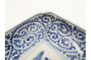 江戸期　古伊万里　染付　冨貴長春　約21cm　7.1寸　牡丹蛸唐草文　細やかで力強く描かれた文様が魅力的な長皿2枚セット(七寸一分、和食器、和皿)(R-077092)