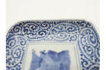 江戸期　古伊万里　染付　冨貴長春　約21cm　7.1寸　牡丹蛸唐草文　細やかで力強く描かれた文様が魅力的な長皿2枚セット(七寸一分、和食器、和皿)(R-077092)
