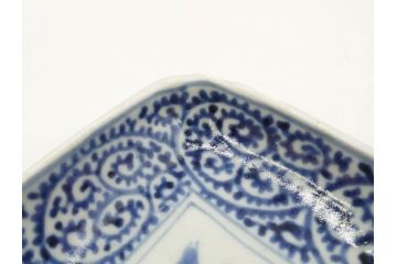 江戸期　古伊万里　染付　冨貴長春　約21cm　7.1寸　牡丹蛸唐草文　細やかで力強く描かれた文様が魅力的な長皿2枚セット(七寸一分、和食器、和皿)(R-077092)
