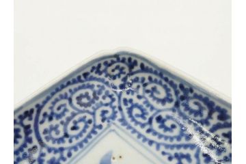 江戸期　古伊万里　染付　冨貴長春　約21cm　7.1寸　牡丹蛸唐草文　細やかで力強く描かれた文様が魅力的な長皿2枚セット(七寸一分、和食器、和皿)(R-077093)