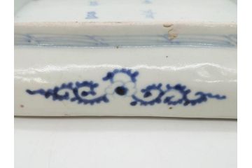 江戸期　古伊万里　染付　冨貴長春　約21cm　7.1寸　牡丹蛸唐草文　細やかで力強く描かれた文様が魅力的な長皿2枚セット(七寸一分、和食器、和皿)(R-077093)