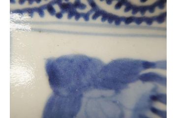 江戸期　古伊万里　染付　冨貴長春　約21cm　7.1寸　牡丹蛸唐草文　細やかで力強く描かれた文様が魅力的な長皿2枚セット(七寸一分、和食器、和皿)(R-077093)