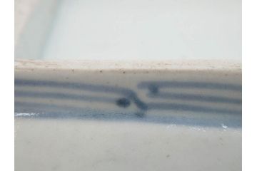 江戸期　古伊万里　染付　冨貴長春　約21cm　7寸　牡丹蛸唐草文　細やかで力強く描かれた文様が魅力的な長皿(七寸、和食器、和皿)(R-077094)