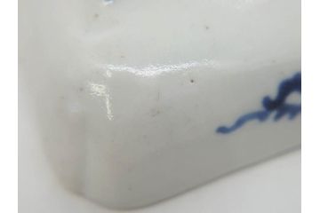 江戸期　古伊万里　染付　冨貴長春　約21cm　7寸　牡丹蛸唐草文　細やかで力強く描かれた文様が魅力的な長皿(七寸、和食器、和皿)(R-077095)