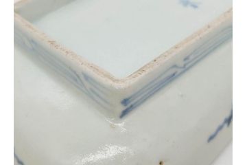 江戸期　古伊万里　染付　富貴長春　約21cm　7寸　牡丹蛸唐草文　細やかで力強く描かれた文様が魅力的な長皿(七寸、和食器、和皿)(R-077096)