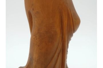 時代物　澎湖島　鄭利造　高さ22cm　木彫仙人像(台湾、中国、彫刻、置物、木製、古美術、共箱付き)(R-077098)