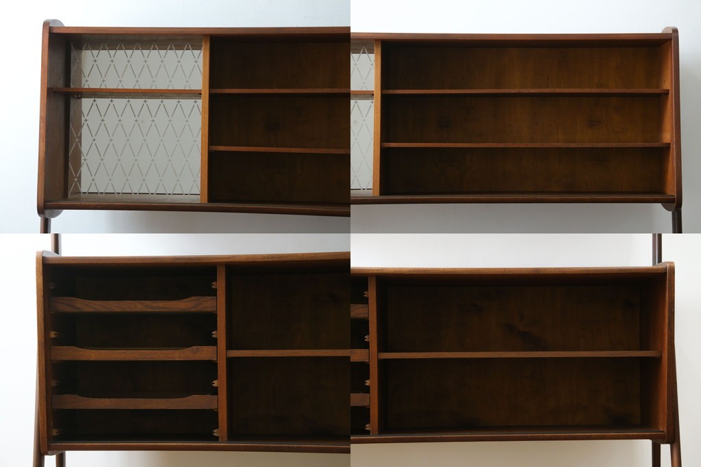 デンマークヴィンテージ　チーク材　スタイリッシュなデザインが目を惹くサイドボード　(R-077107)