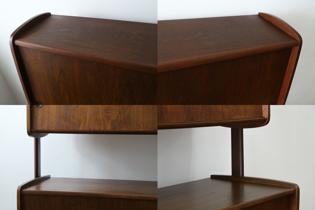 デンマークヴィンテージ　チーク材　スタイリッシュなデザインが目を惹くサイドボード　(R-077107)