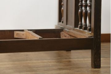 和製アンティーク　ナラ材　レア!!　大正ロマンスタイルにぴったりの情緒あふれるソファベッド(3人掛け、3P、アームソファ、ソファベンチ)(R-077108)