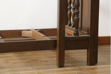 和製アンティーク　ナラ材　レア!!　大正ロマンスタイルにぴったりの情緒あふれるソファベッド(3人掛け、3P、アームソファ、ソファベンチ)(R-077108)