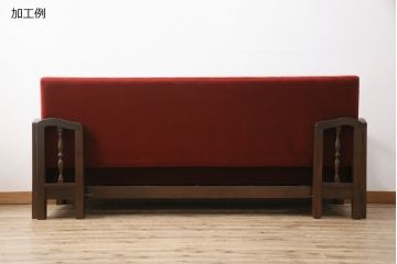 和製アンティーク　ナラ材　レア!!　大正ロマンスタイルにぴったりの情緒あふれるソファベッド(3人掛け、3P、アームソファ、ソファベンチ)(R-077108)
