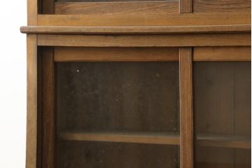 和製アンティーク　大正ロマン　栓材　素朴な佇まいが魅力的な二段重ね収納棚(ガラス戸棚、キャビネット、ガラスケース、食器棚、ブックケース、本箱)(R-077111)