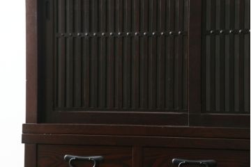 中古　美品　上質な和の空間を演出する二段重ね水屋箪笥(食器棚、茶箪笥、キャビネット、収納棚、戸棚、店舗什器)(R-077114)