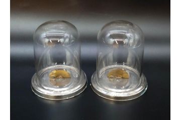 当時物　お洒落なディスプレイが叶うガラスドーム2点セット(昔のたばこ屋さん、タバコディスプレイ、ガラス瓶、陳列ケース、見本入れ、コレクションケース、グローブドマリエ、グローブ・ド・マリエ)(R-077117)