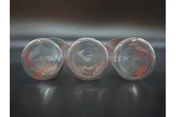 当時物　デットストック　犬張子印　古いガラスの哺乳瓶12本セット(ガラス製、犬張り子、祝犬、哺乳びん、ガラスビン、レトロガラス、ミルクびん、メモリ付き、計量容器)(R-077126)