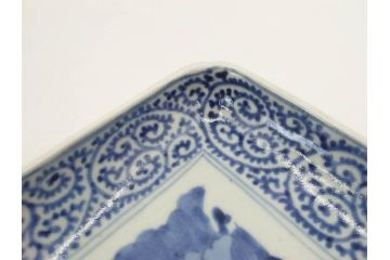 江戸期　古伊万里　染付　冨貴長春　約21cm　7寸　牡丹蛸唐草文　細やかで力強く描かれた文様が魅力的な長皿(七寸、和食器、和皿)(R-077133)