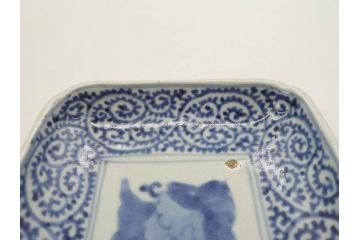 江戸期　古伊万里　染付　富貴長春　約21.5cm　7.1寸　牡丹蛸唐草文　細やかで力強く描かれた文様が魅力的な長皿(七寸一分、和食器、和皿)(R-077134)