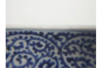 江戸期　古伊万里　染付　富貴長春　約21.5cm　7.1寸　牡丹蛸唐草文　細やかで力強く描かれた文様が魅力的な長皿(七寸一分、和食器、和皿)(R-077134)