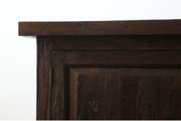 中古　美品　海外輸入家具　木の風合いが味わい深い総無垢材製のカウンターテーブル(サイドキャビネット、サイドボード、収納棚、戸棚、リビングボード、店舗什器)(R-077148)