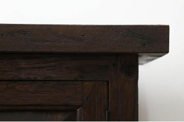 中古　美品　海外輸入家具　木の風合いが味わい深い総無垢材製のカウンターテーブル(サイドキャビネット、サイドボード、収納棚、戸棚、リビングボード、店舗什器)(R-077148)