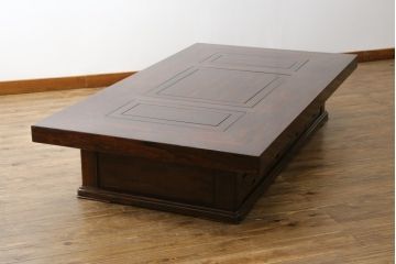 中古　最高級　シャム柿(ジリコテ)材　無垢材　特徴的な木目が目を引く、大振りな囲炉裏テーブル(長火鉢、関西火鉢、木製火鉢、座卓、ローテーブル、センターテーブル、リビングテーブル)(R-077159)