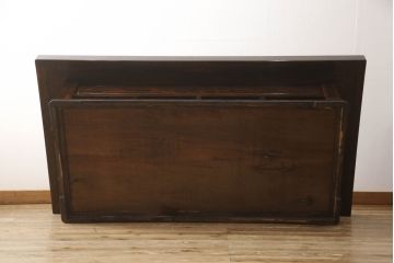 中古　最高級　シャム柿(ジリコテ)材　無垢材　特徴的な木目が目を引く、大振りな囲炉裏テーブル(長火鉢、関西火鉢、木製火鉢、座卓、ローテーブル、センターテーブル、リビングテーブル)(R-077159)