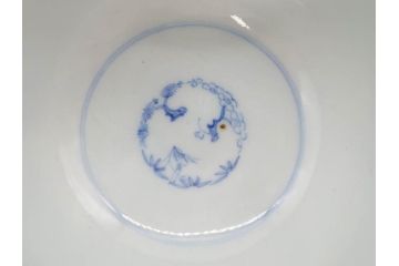 江戸期　古伊万里　微塵唐草文染付　松竹梅　約12cm　3.8寸　繊細な絵付けが見事な蓋付き茶碗3客セット(和食器、三寸八分)(R-077160)