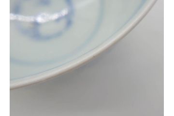 江戸期　古伊万里　微塵唐草文染付　松竹梅　約12cm　3.8寸　繊細な絵付けが見事な蓋付き茶碗3客セット(和食器、三寸八分)(R-077160)