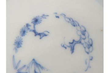 江戸期　古伊万里　微塵唐草文染付　松竹梅　約12cm　3.8寸　繊細な絵付けが見事な蓋付き茶碗3客セット(和食器、三寸八分)(R-077160)