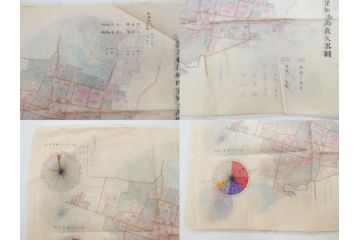 戦前　当時物　嘉義地震　震災略図　震災被害略図　震災概況略図9枚(台湾、中国、古文書、古地図)(R-077176)
