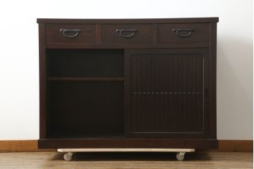 中古　美品　上質な和の空間を演出する水屋箪笥サイドボード(サイドキャビネット、収納棚、戸棚、食器棚、茶箪笥)(R-077184)